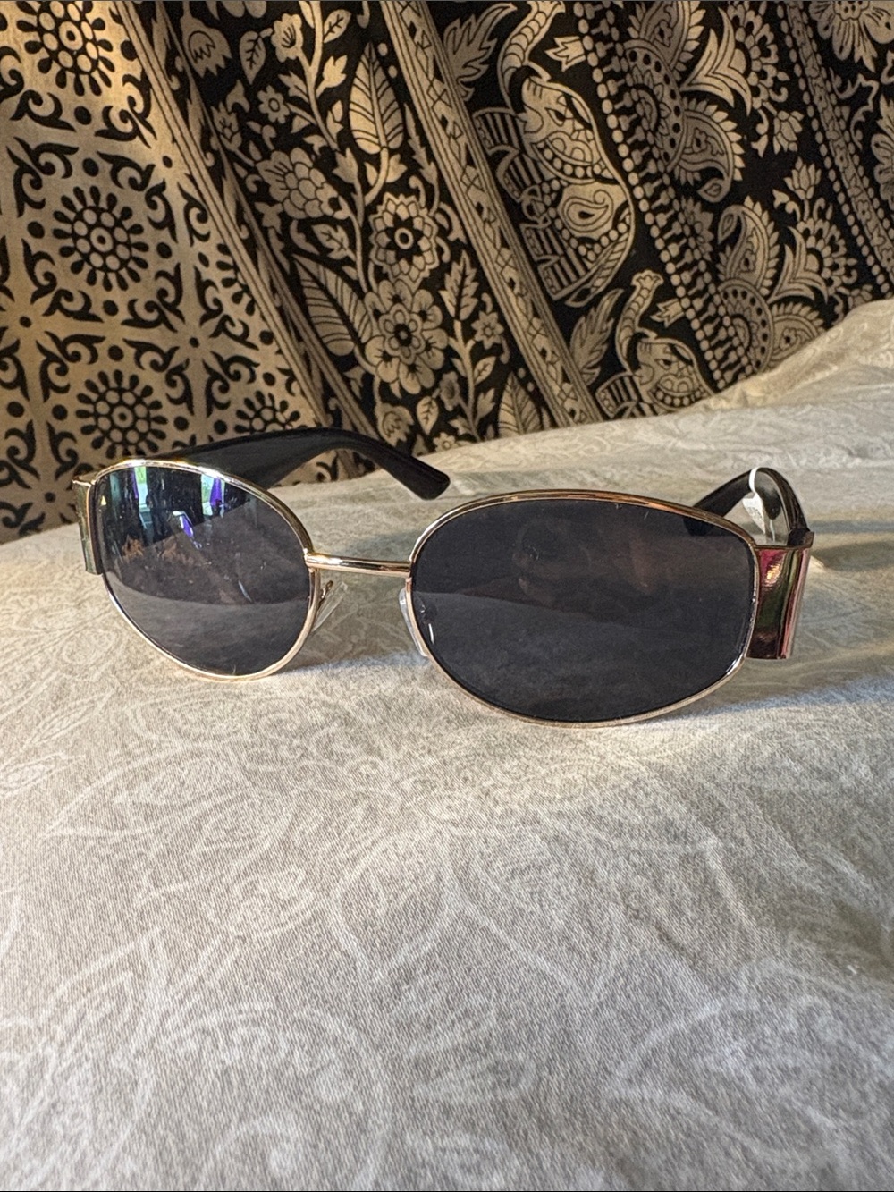 Claire's Gold Frame Black Lens Women's Sunglasses